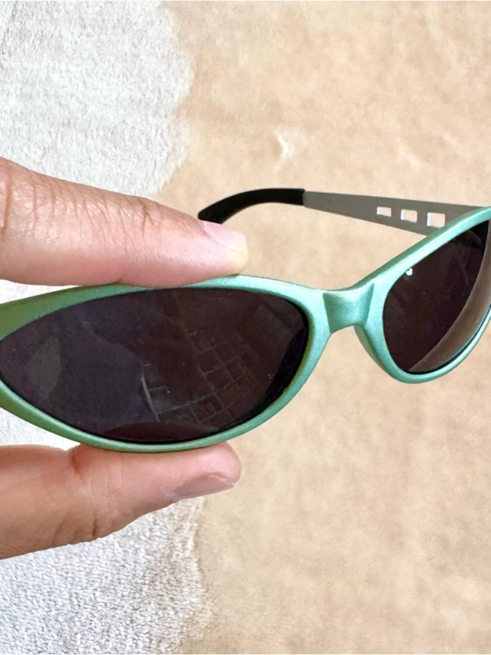 Vintage Y2K Gray-Green Plastic Sunglasses